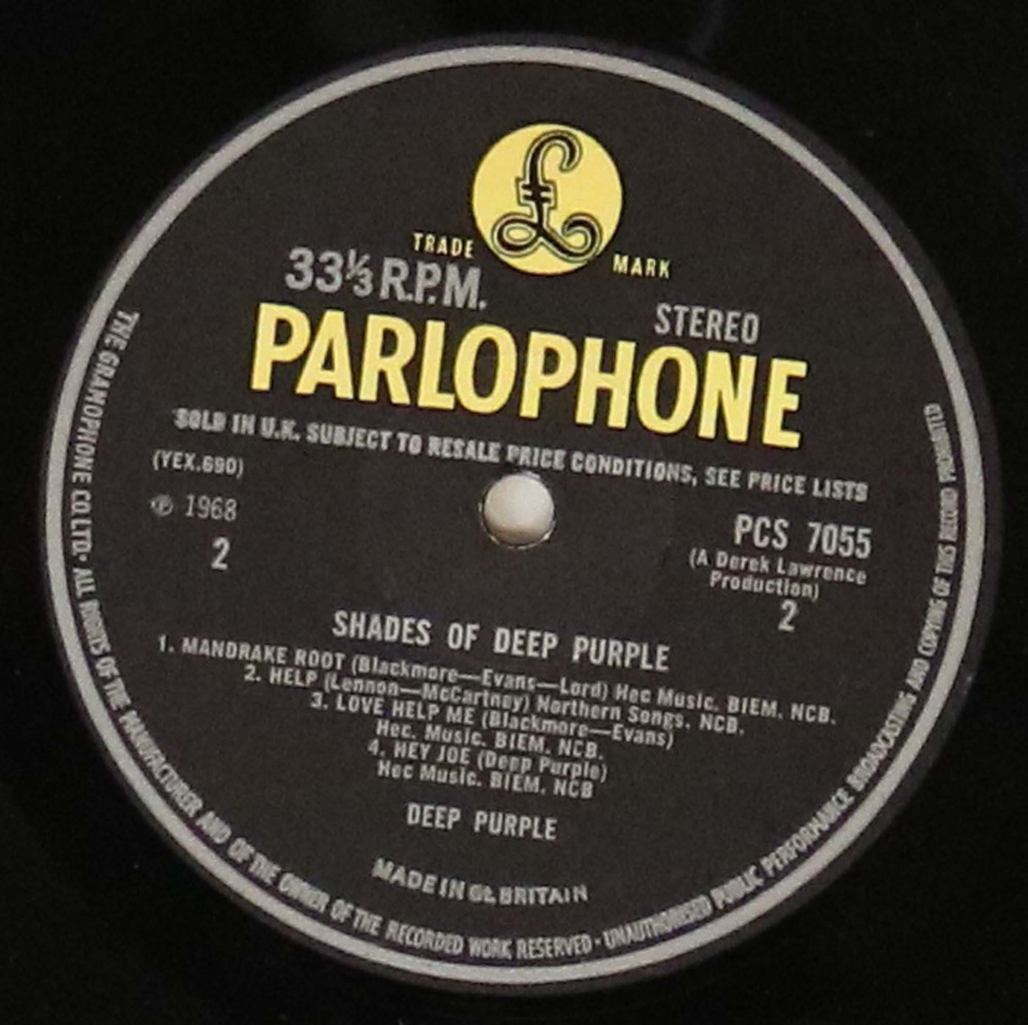 DEEP PURPLE - SHADES OF DEEP PURPLE LP (1ST UK STEREO PRESSING PCS 7055). - Image 4 of 4