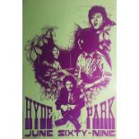 HYDE PARK 1969 BLIND FAITH. An original poster for Blind Faith's 1969 Hyde Park appearance.