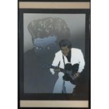 RONNIE WOOD SIGNED CHUCK BERRY PRINT.