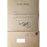 KATE BUSH SIGNED LETTER.