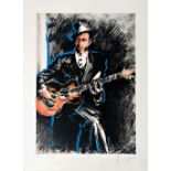 RONNIE WOOD SIGNED ROBERT JOHNSON PRINT.