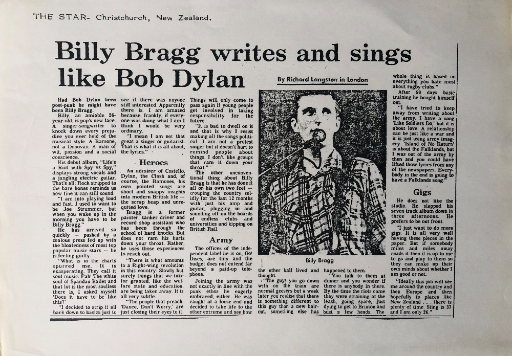 BILLY BRAGG 'LIFE'S A SPY' WITH PROMO MATERIALS. - Image 8 of 13