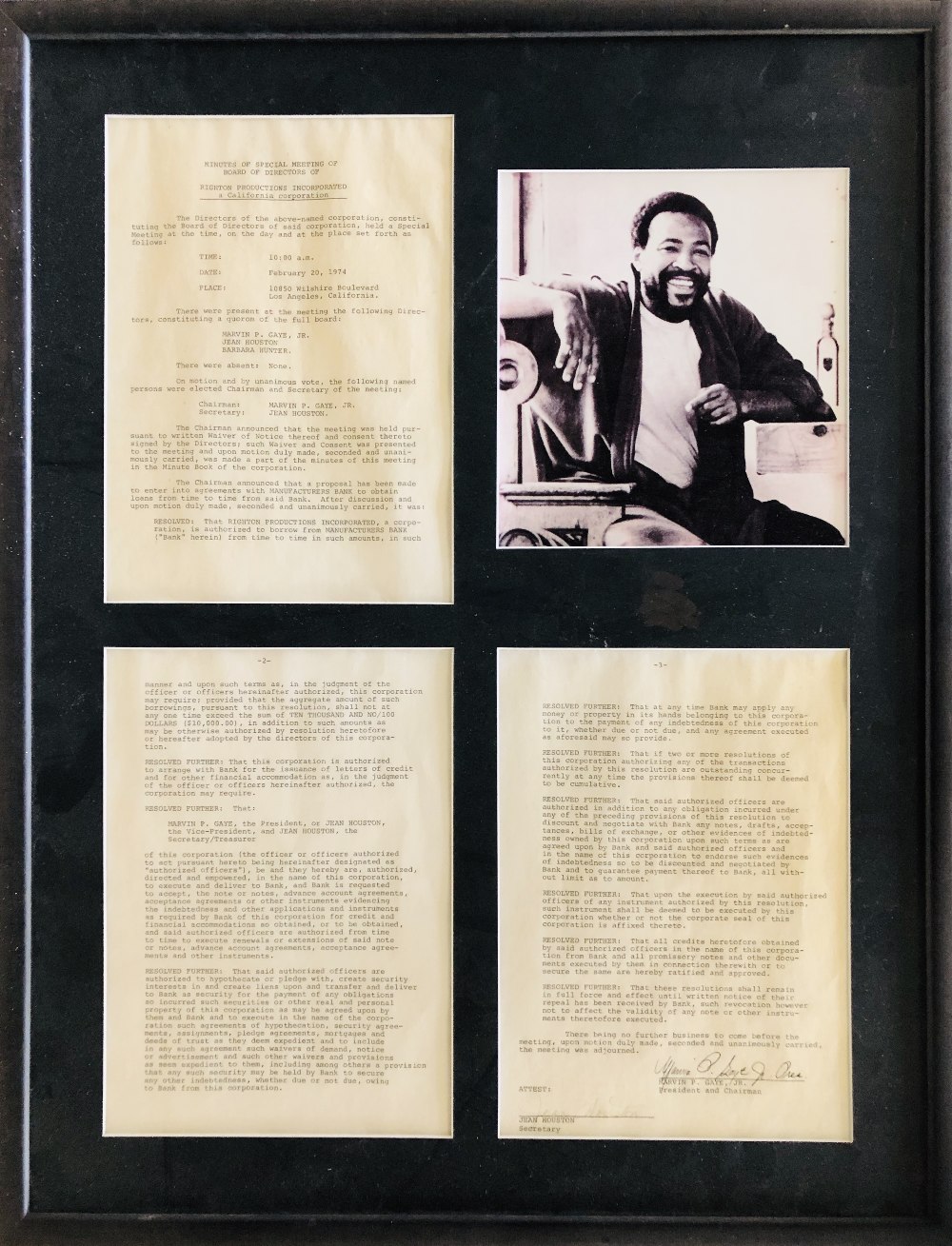 MARVIN GAYE FRAMED SIGNED CONTRACT.