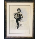 RONNIE WOOD SIGNED MICK JAGGER PRINT.