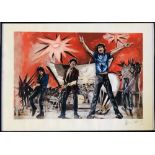 RONNIE WOOD SIGNED ROLLING STONES PRINT.