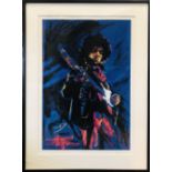 RONNIE WOOD SIGNED JIMI HENDRIX PRINT.