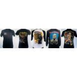 IRON MAIDEN T-SHIRTS. Five assorted Iron Maiden t-shirts, sizes vary, condition generally very good.