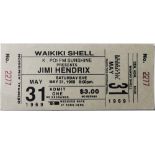 JIMI HENDRIX 1969 HAWAII CONCERT TICKET.