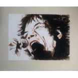 RONNIE WOOD SIGNED MICK JAGGER PRINT.