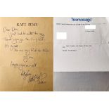 KATE BUSH SIGNED LETTER.