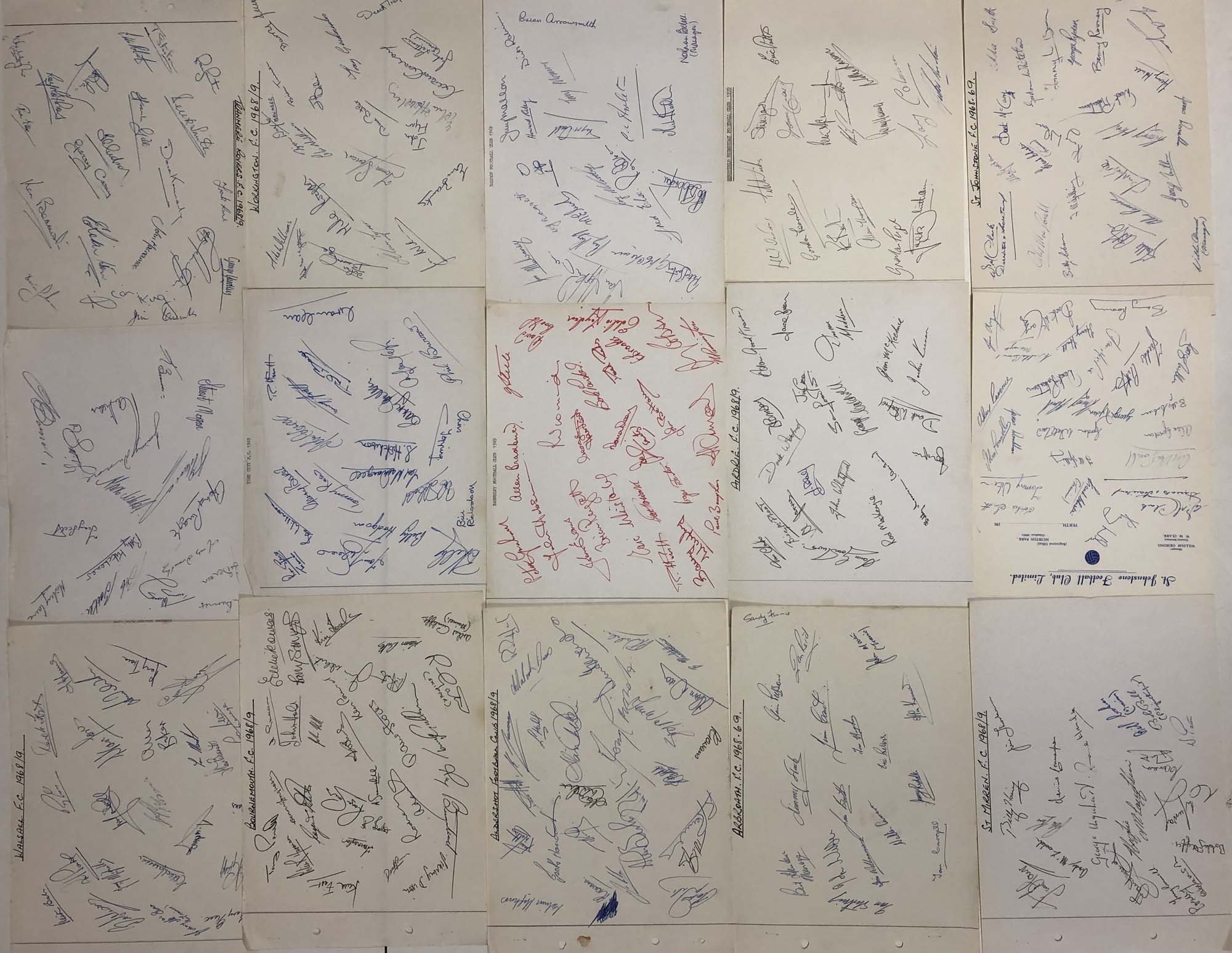 1968/69 FOOTBALL LEAGUE SEASON - EVERY TEAM AUTOGRAPH SETS. - Image 7 of 8