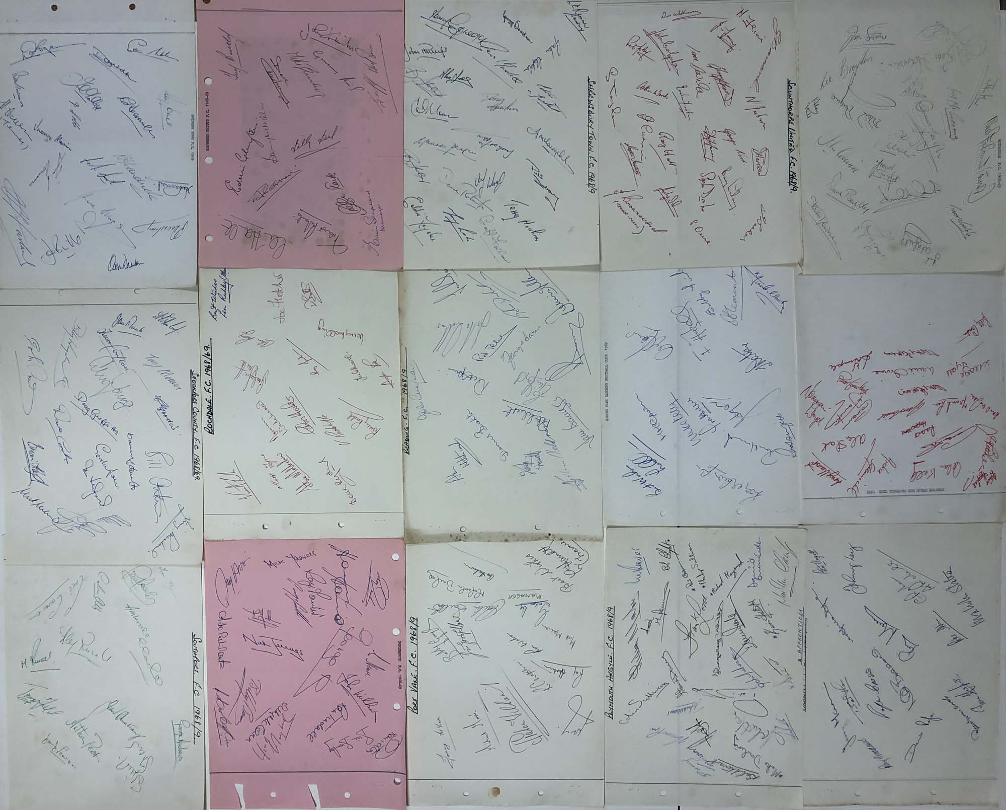 1968/69 FOOTBALL LEAGUE SEASON - EVERY TEAM AUTOGRAPH SETS. - Image 6 of 8