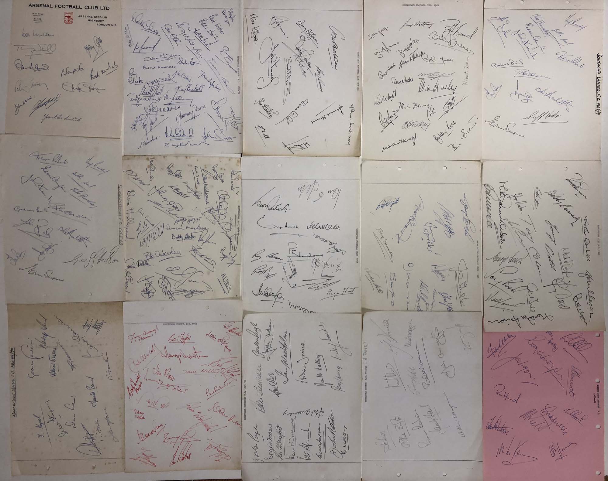 1968/69 FOOTBALL LEAGUE SEASON - EVERY TEAM AUTOGRAPH SETS. - Image 2 of 8