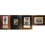 FRAMED STAR AUTOGRAPHS. Four framed displays, each bearing a signed piece.