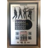 BEATLES FRAMED DISPLAY WITH FULL SET OF AUTOGRAPHS.