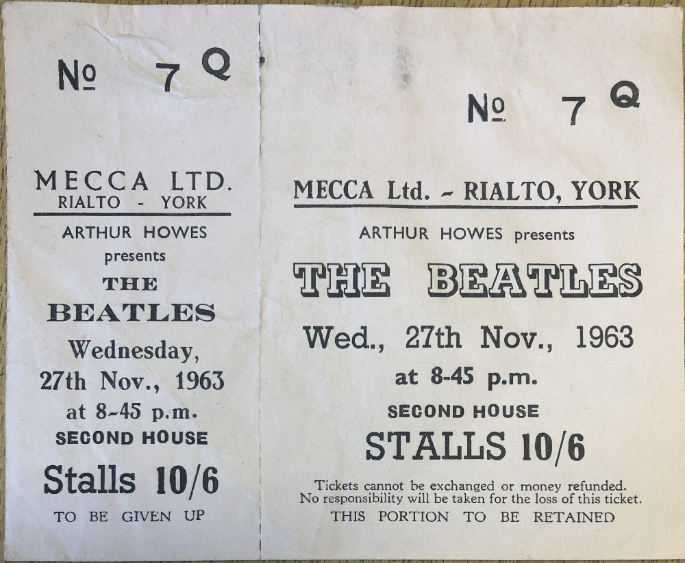 BEATLES UNUSED RIALTO YORK 1963 TICKET & PROGRAMME. - Image 6 of 6