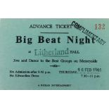 1961 BEATLES BIG BEAT LITHERLAND TICKET.