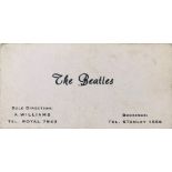 THE BEATLES ALAN WILLIAMS BUSINESS CARD.