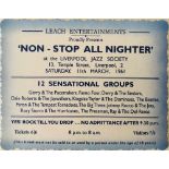 BEATLES NON STOP ALL NIGHTER TICKET.