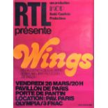 WINGS PARIS PAVILLON POSTER. A 1976 concert poster for Wings in Paris.