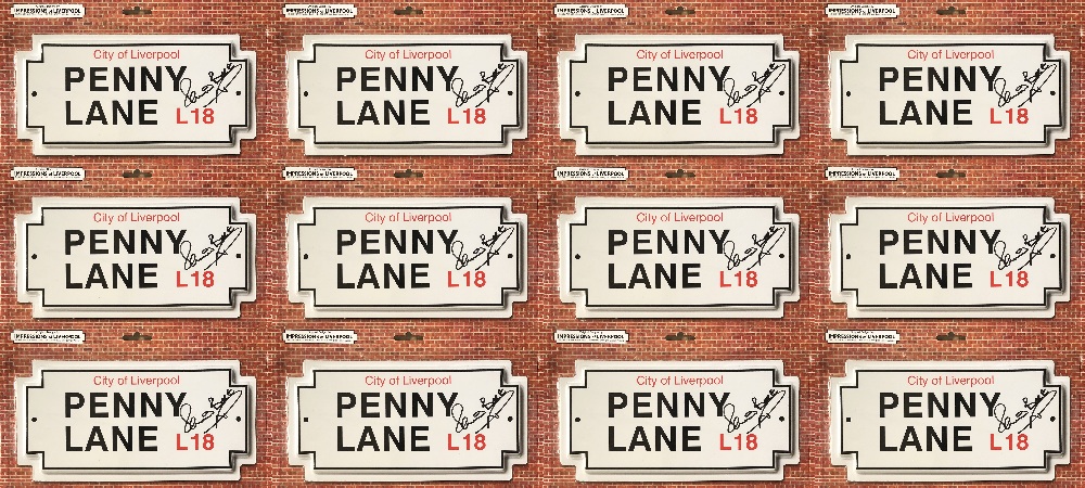 PETE BEST SIGNED PENNY LANE SIGNS.