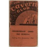 CAVERN 1963 MEMBERSHIP CARD. Another nice example this time from 1963.