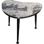 BEATLES 1960S TABLE. An original side table circa 1960s with Beatles print.