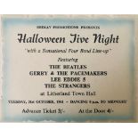 THE BEATLES HALLOWEEN JIVE NIGHT 1961 TICKET.