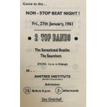 27TH 1961 JAN BEATLES & RORY STORM HANDBILL.