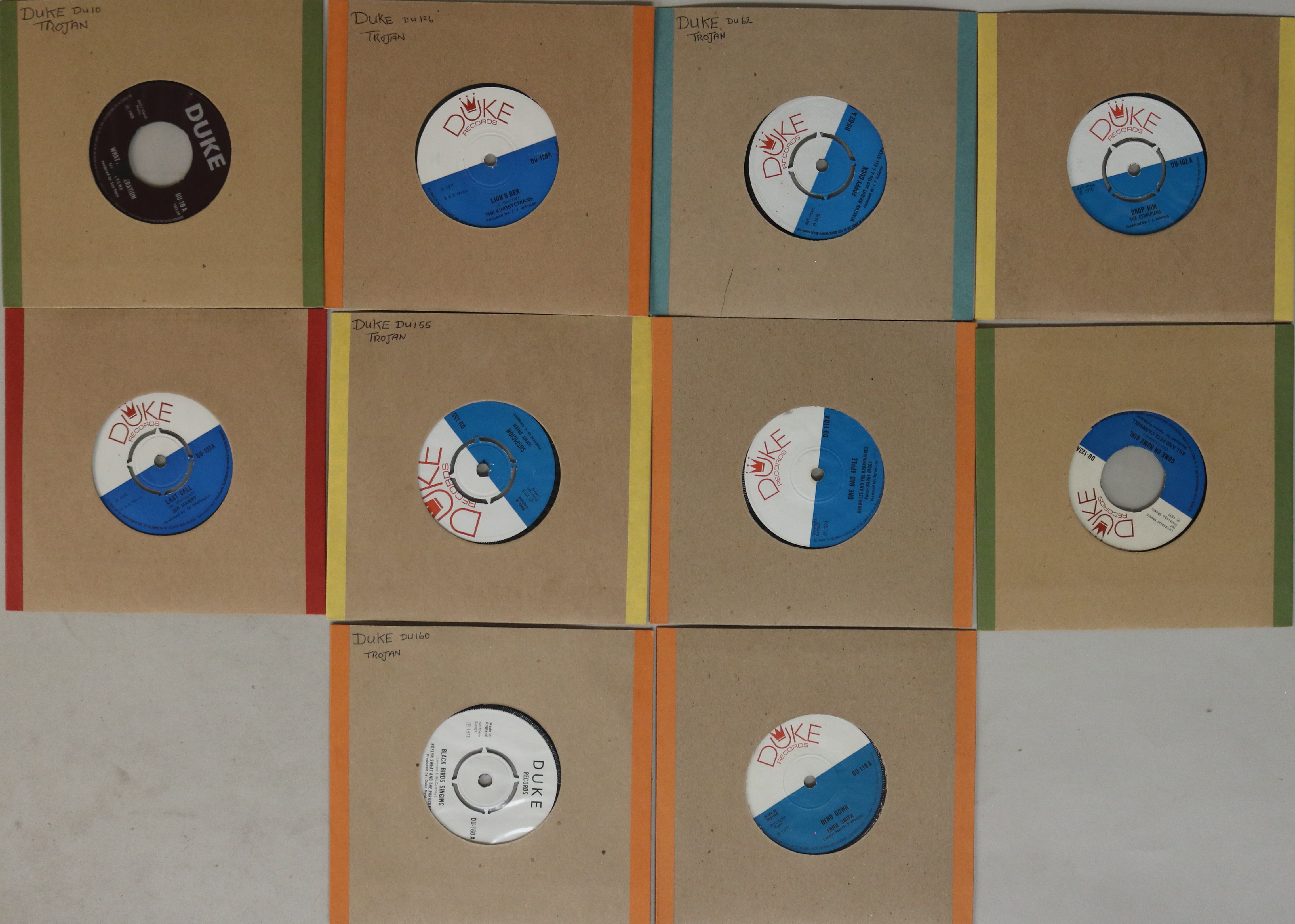 DUKE RECORDS - 7". Expert collection of 10 x 45s on this superb Trojan subsidiary.