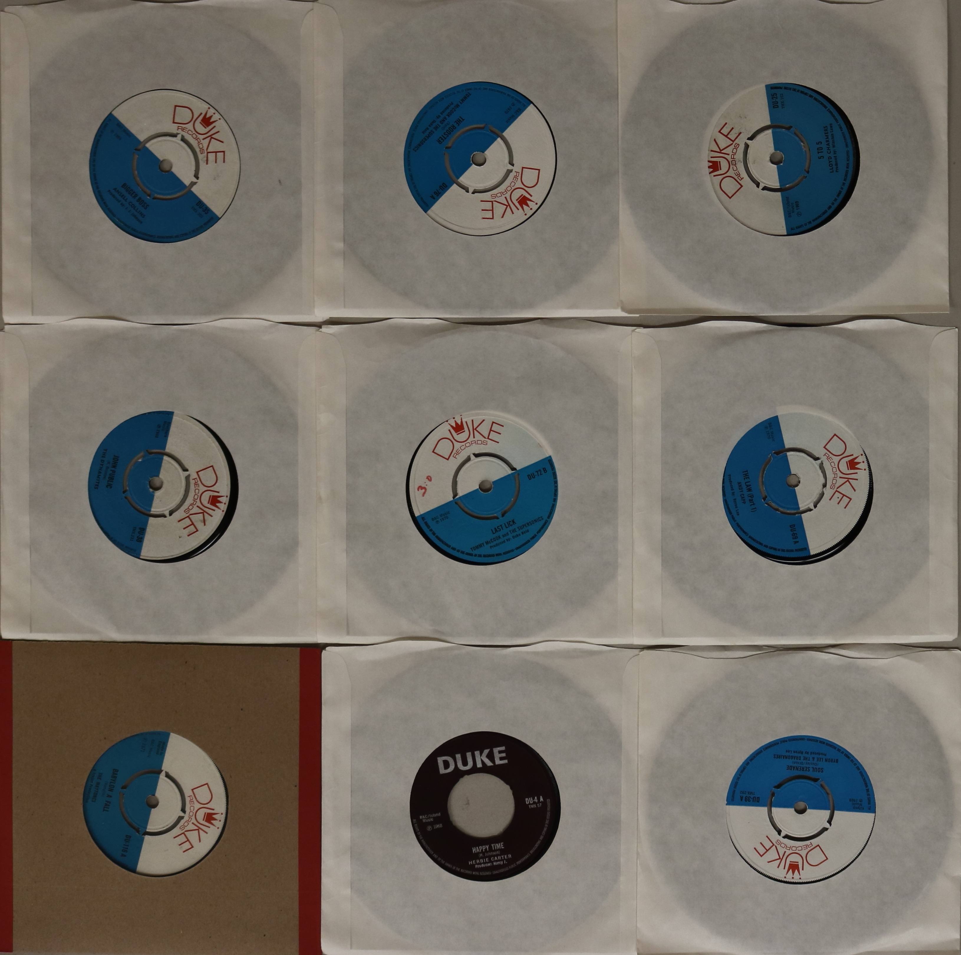 DUKE RECORDS - 7". More essential 45s on Duke with x included. Artists/titles/cat.