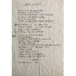 OASIS NOEL GALLAGHER HANDWRITTEN LYRICS - FADE IN OUT.