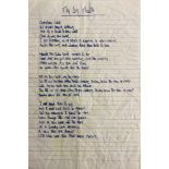 OASIS NOEL GALLAGHER HANDWRITTEN LYRICS - MY BIG MOUTH.