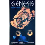 GENESIS 1968 - 1975. A 1985 Canadian poster design by Serge Morissette, framed. Measures 44 x 74cm.