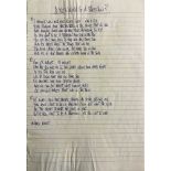 OASIS NOEL GALLAGHER HANDWRITTEN LYRICS - D'YER WANNA BE A SPACEMAN.