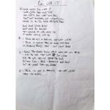 OASIS NOEL GALLAGHER HANDWRITTEN LYRICS - ROLL WITH IT.