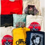 ERIC CLAPTON CLOTHING. Nine pieces of 1970s/80s Eric Clapton clothing to include t-shirts, jumpers.