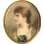 OVAL PORTRAIT. A oval portrait of a lady, framed by A.J. Milborne & Son. Frame to measure: 20.5x17".