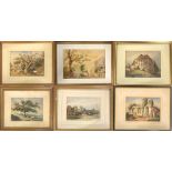 RURAL/BUILDINGS/WATERCOLOURS. Six framed watercolour paintings of rural buildings and scenery.