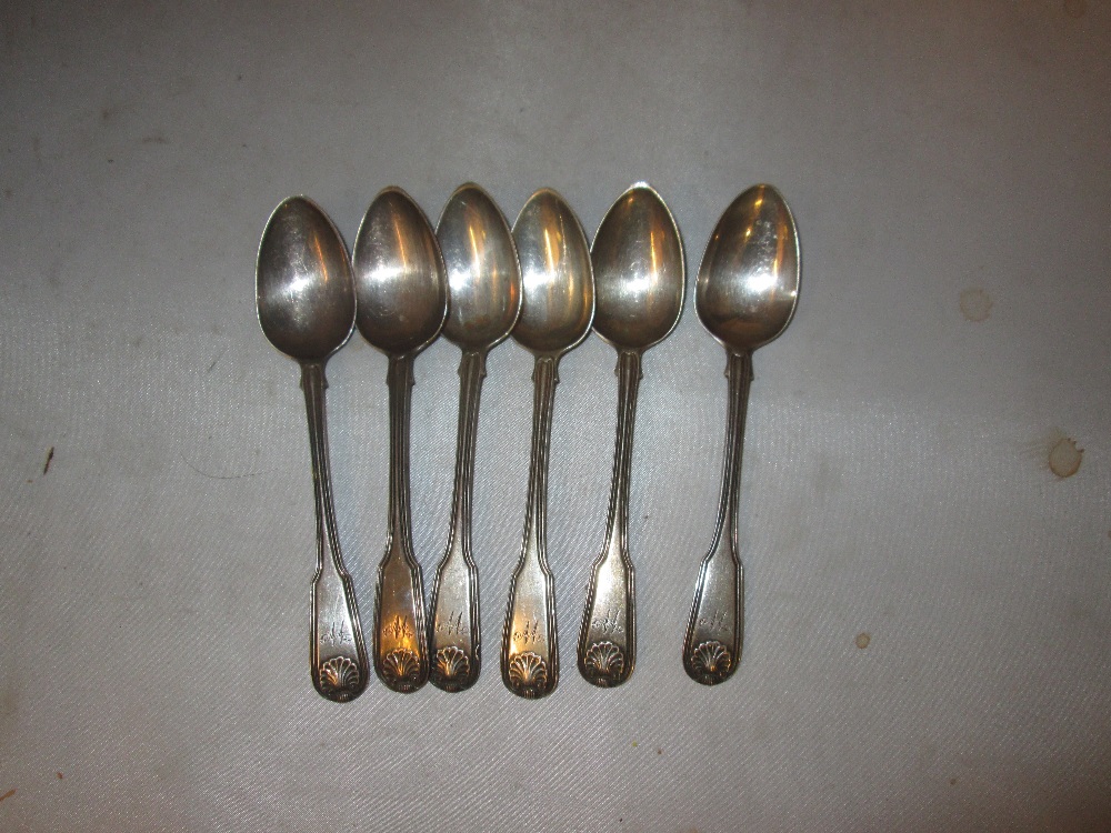 Set of six Scottish silver fiddleback tea spoons with armorial crest Edinburgh ? 1811 James McKay ?