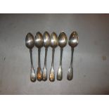 Set of six Scottish silver fiddleback tea spoons with armorial crest Edinburgh ? 1811 James McKay ?