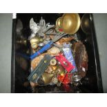 Box of silver plated and brass ware