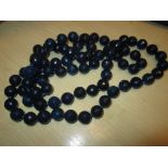 Blue agate carved beaded necklace
