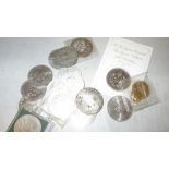 Maria Theresa Thaler restrike, two modern base metal £ 5 coins & £ 2 coin,