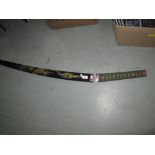 Japanese Meiji period painted and lacquered wooden scabbard 85 cms,