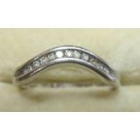 Modern 9 ct white wavy shaped ring set with diamonds size 50, 2.