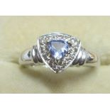 Modern white gold ring set with tanzanite size 57 3 g