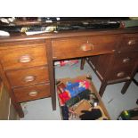 Vintage oak desk with cup handles