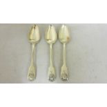 Set of three solid silver dessert spoons London 1835 Mary Chawner 140 g