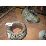 Antique African slave bangle 20 cms x 12 cms and one other 13 cms x 9 cms